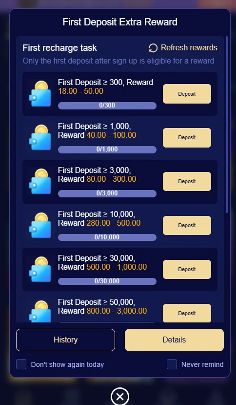 E444 Game First Deposit