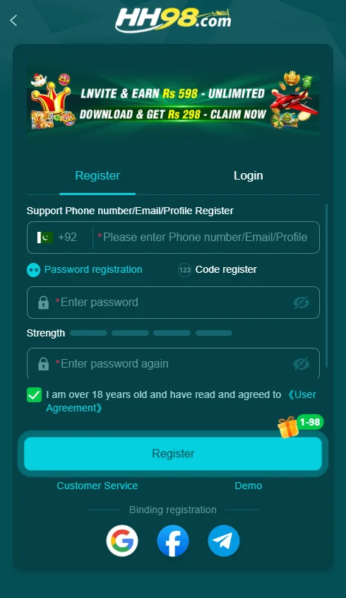 HH98 Game Register