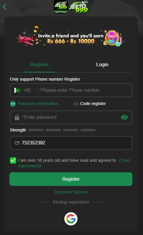 Jeeto999 Game Register